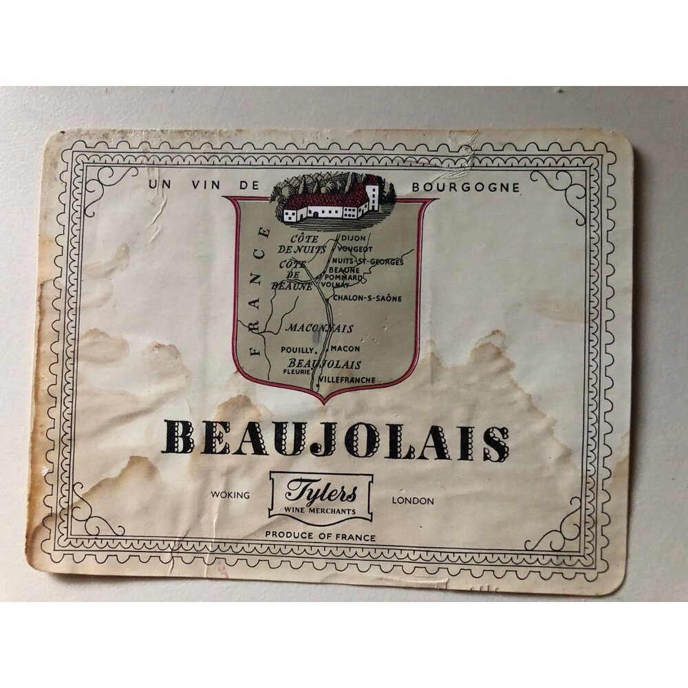 Vintage Beaujolais Wine Label France 1960's Collectable